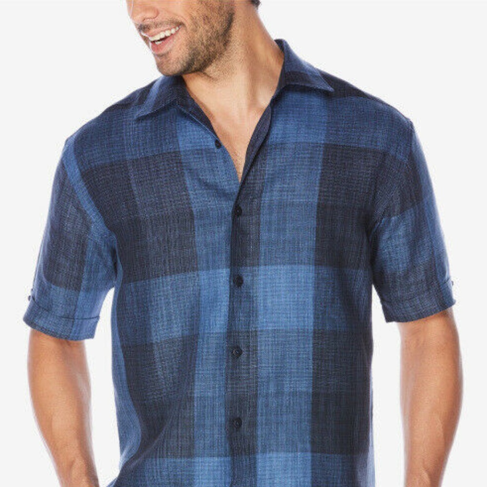 CUBAVERA MEN'S TROPICAL PLAID SHIRT SIZE XL
